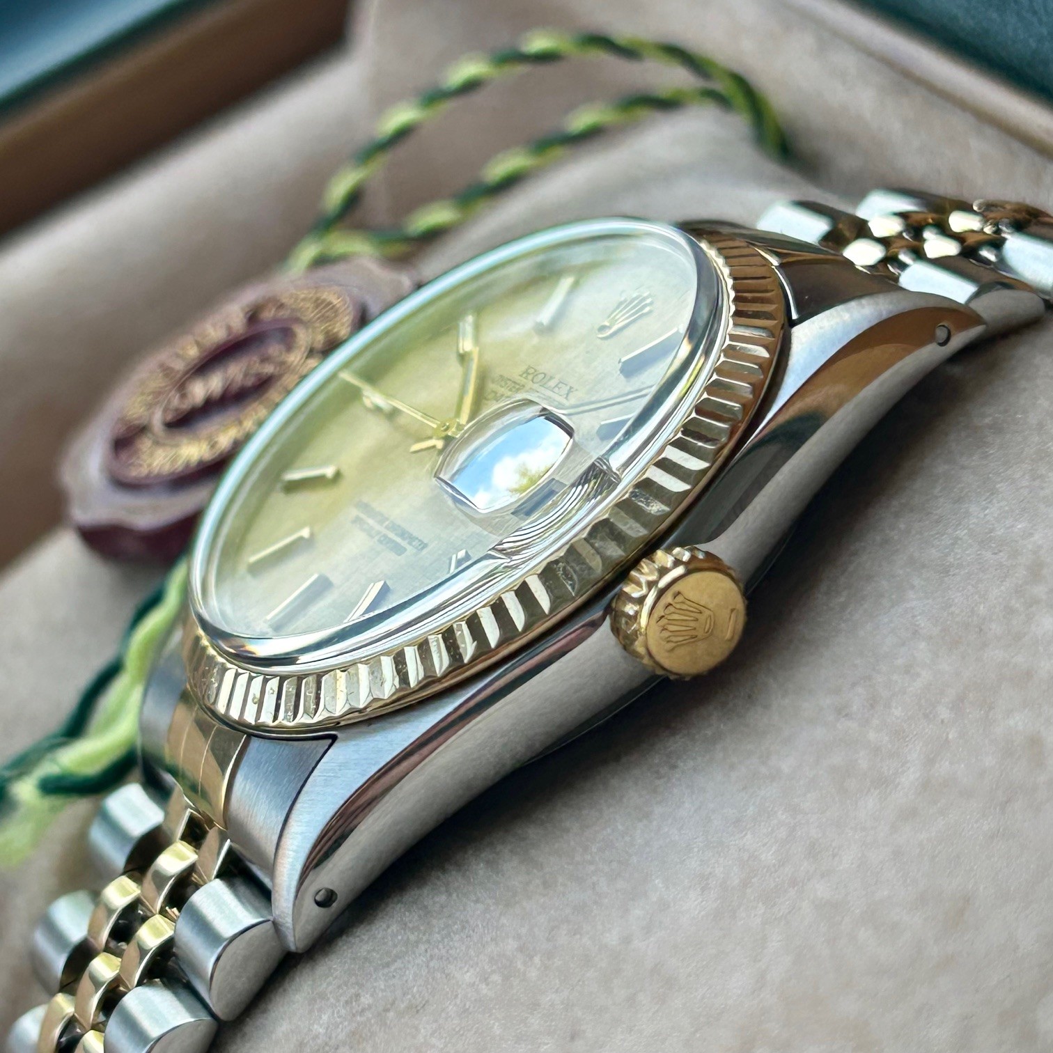 1988 Rolex Oyster Perpetual Datejust 18ct Yellow Gold & Stainless Steel 36mm Automatic Ref 16013 Linen Dial - Image 3