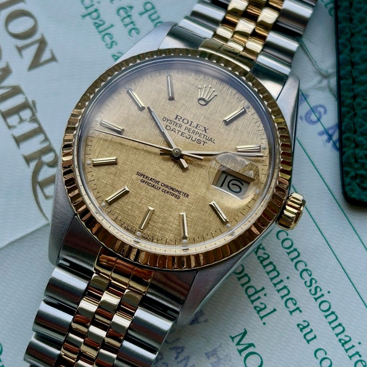 1988 Rolex Oyster Perpetual Datejust 18ct Yellow Gold & Stainless Steel 36mm Automatic Ref 16013 Linen Dial - Image 11