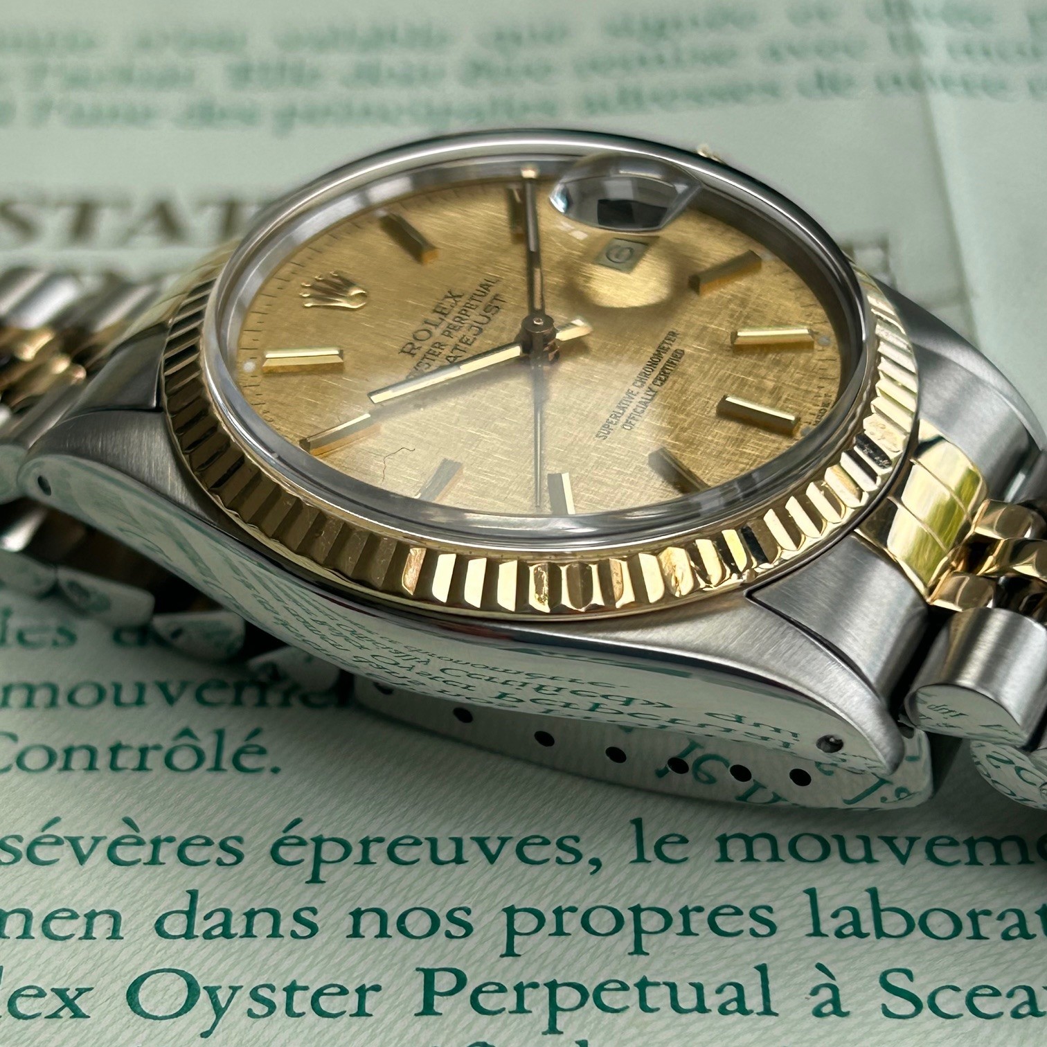 1988 Rolex Oyster Perpetual Datejust 18ct Yellow Gold & Stainless Steel 36mm Automatic Ref 16013 Linen Dial - Image 16