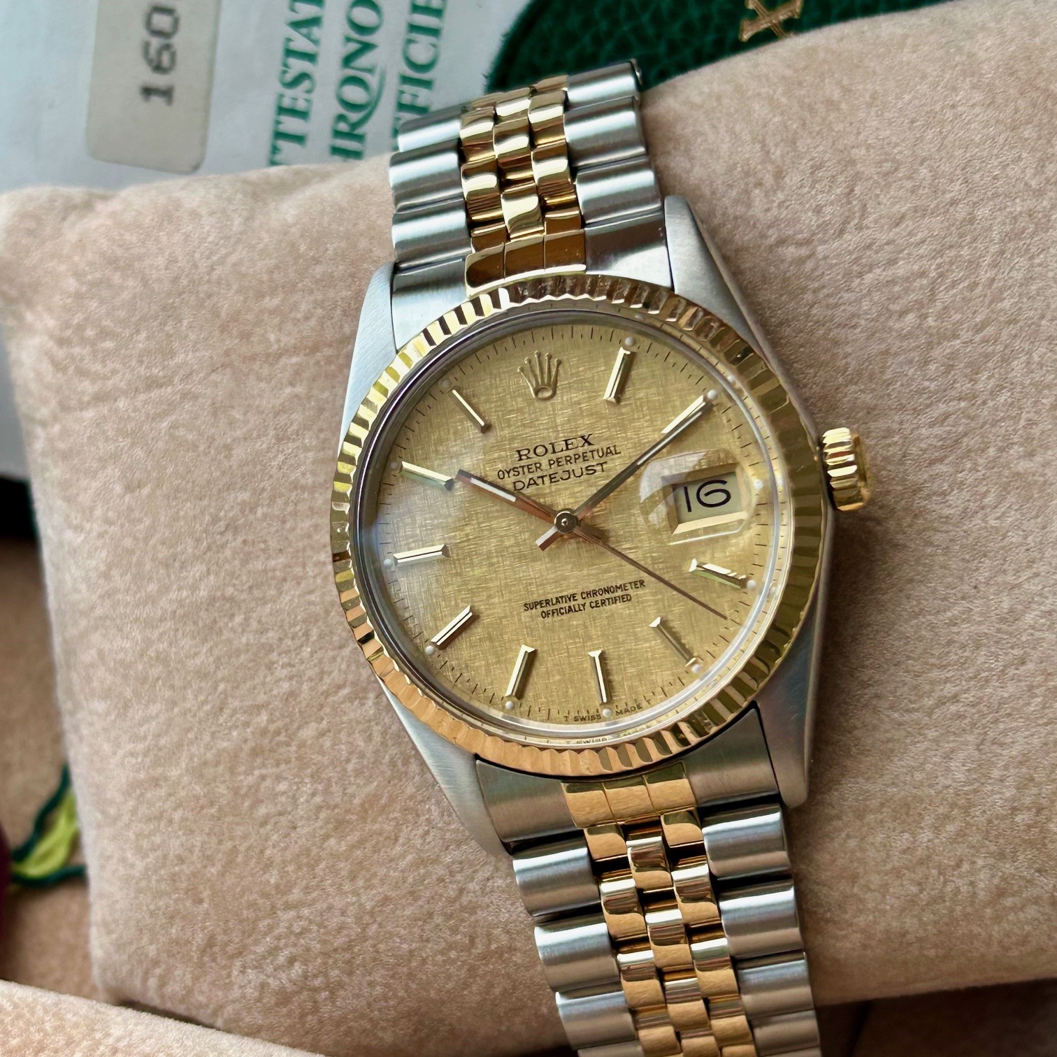 1988 Rolex Oyster Perpetual Datejust 18ct Yellow Gold & Stainless Steel 36mm Automatic Ref 16013 Linen Dial - Image 10