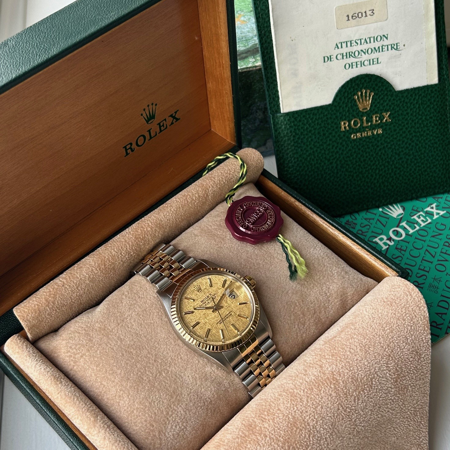 1988 Rolex Oyster Perpetual Datejust 18ct Yellow Gold & Stainless Steel 36mm Automatic Ref 16013 Linen Dial - Image 15