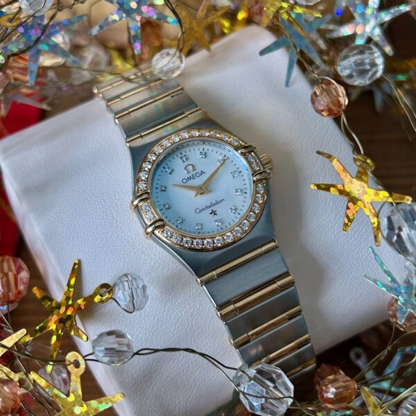 Ladies 18ct Gold & Steel Omega Constellation Quartz 22.5mm - Full Set