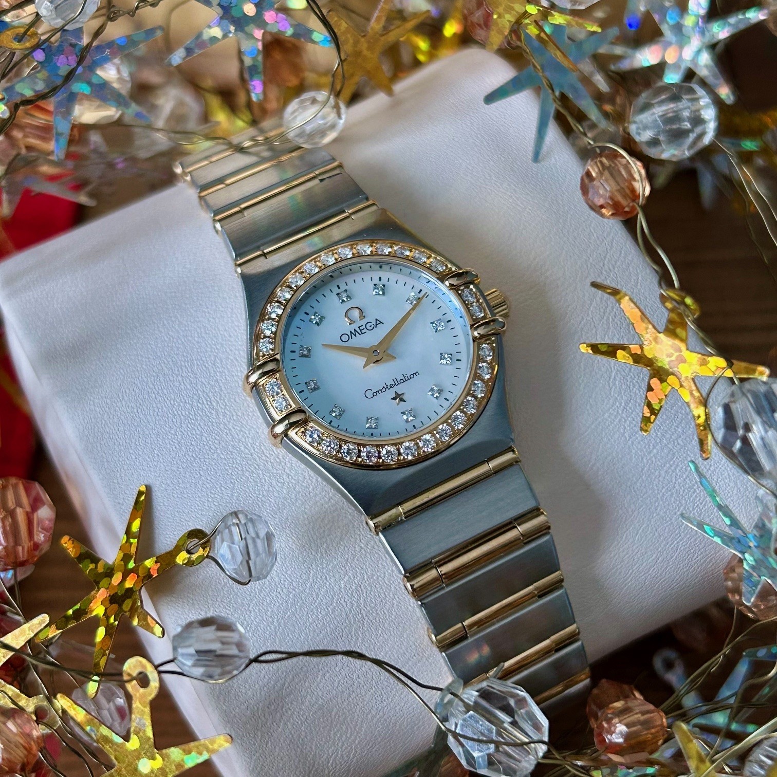 Ladies 18ct Gold & Steel Omega Constellation Quartz 22.5mm - Full Set