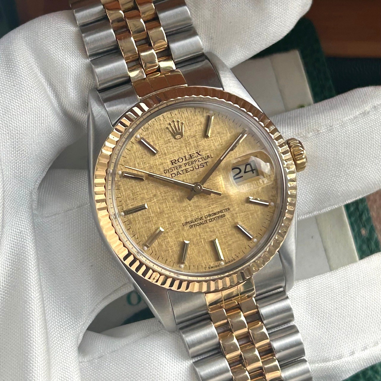 1988 Rolex Oyster Perpetual Datejust 18ct Yellow Gold & Stainless Steel 36mm Automatic Ref 16013 Linen Dial - Image 2