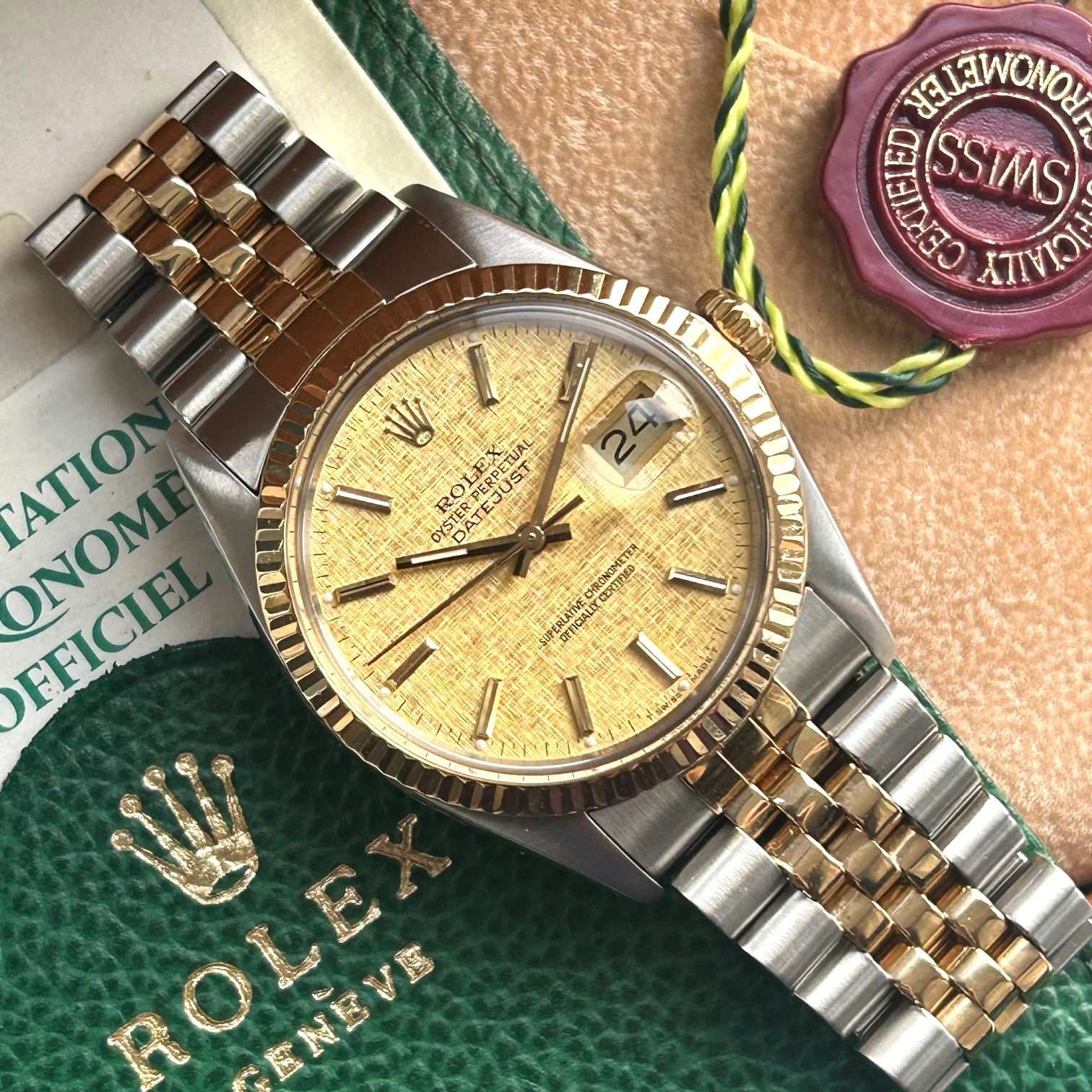 1988 Rolex Oyster Perpetual Datejust 18ct Yellow Gold & Stainless Steel 36mm Automatic Ref 16013 Linen Dial - Image 3