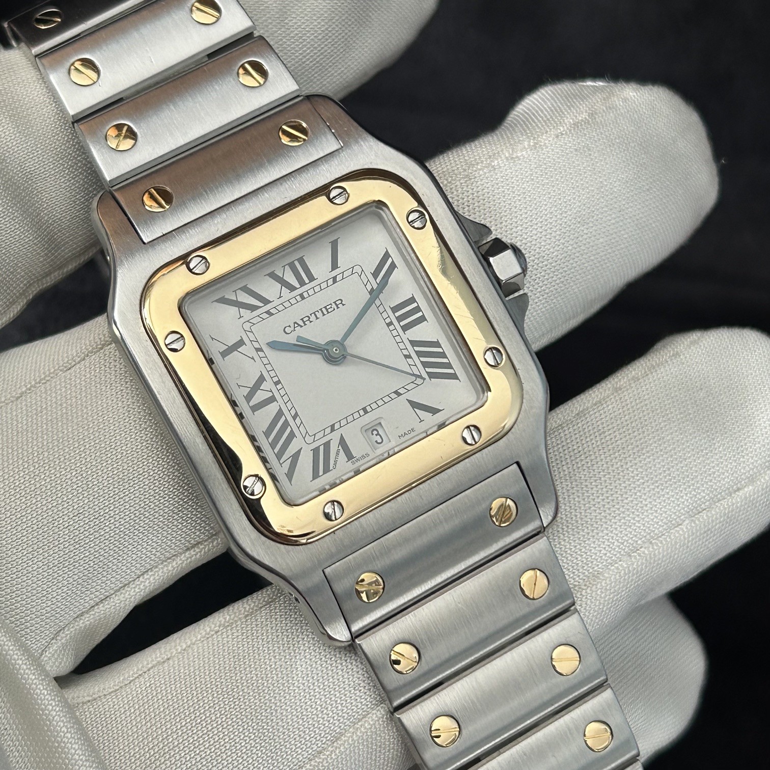 1990’s Cartier Santos Galbée 29mm Steel and 18ct Gold, White Roman Dial, Ref 1566 - Image 15