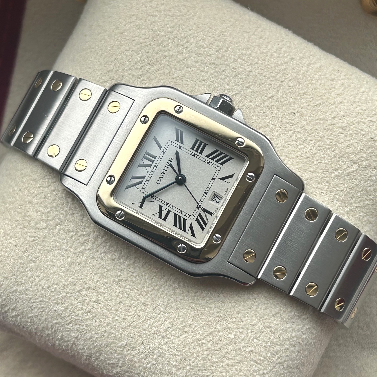 1990’s Cartier Santos Galbée 29mm Steel and 18ct Gold, White Roman Dial, Ref 1566 - Image 14