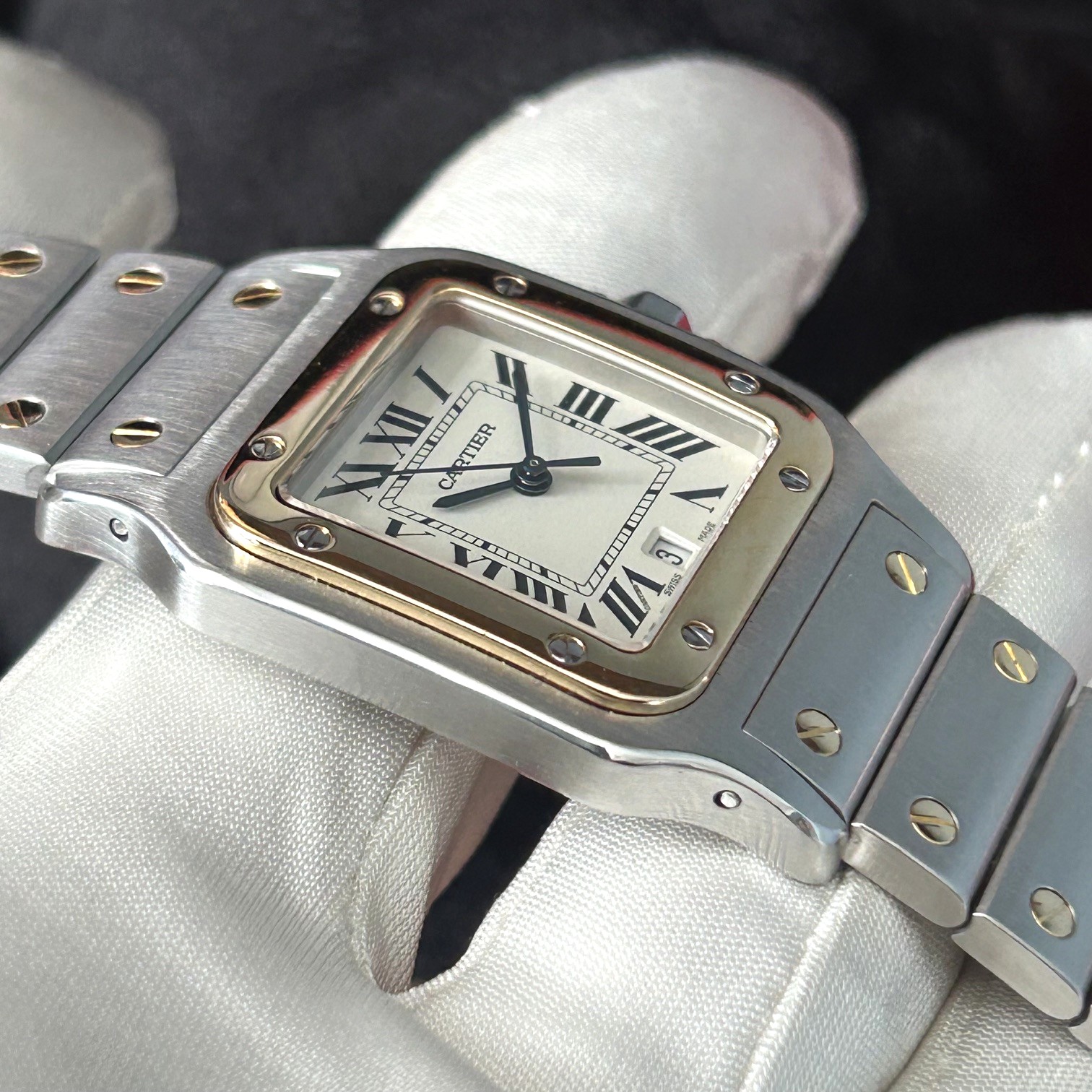 1990’s Cartier Santos Galbée 29mm Steel and 18ct Gold, White Roman Dial, Ref 1566 - Image 2