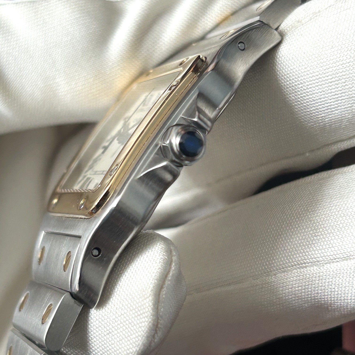 1990’s Cartier Santos Galbée 29mm Steel and 18ct Gold, White Roman Dial, Ref 1566 - Image 3