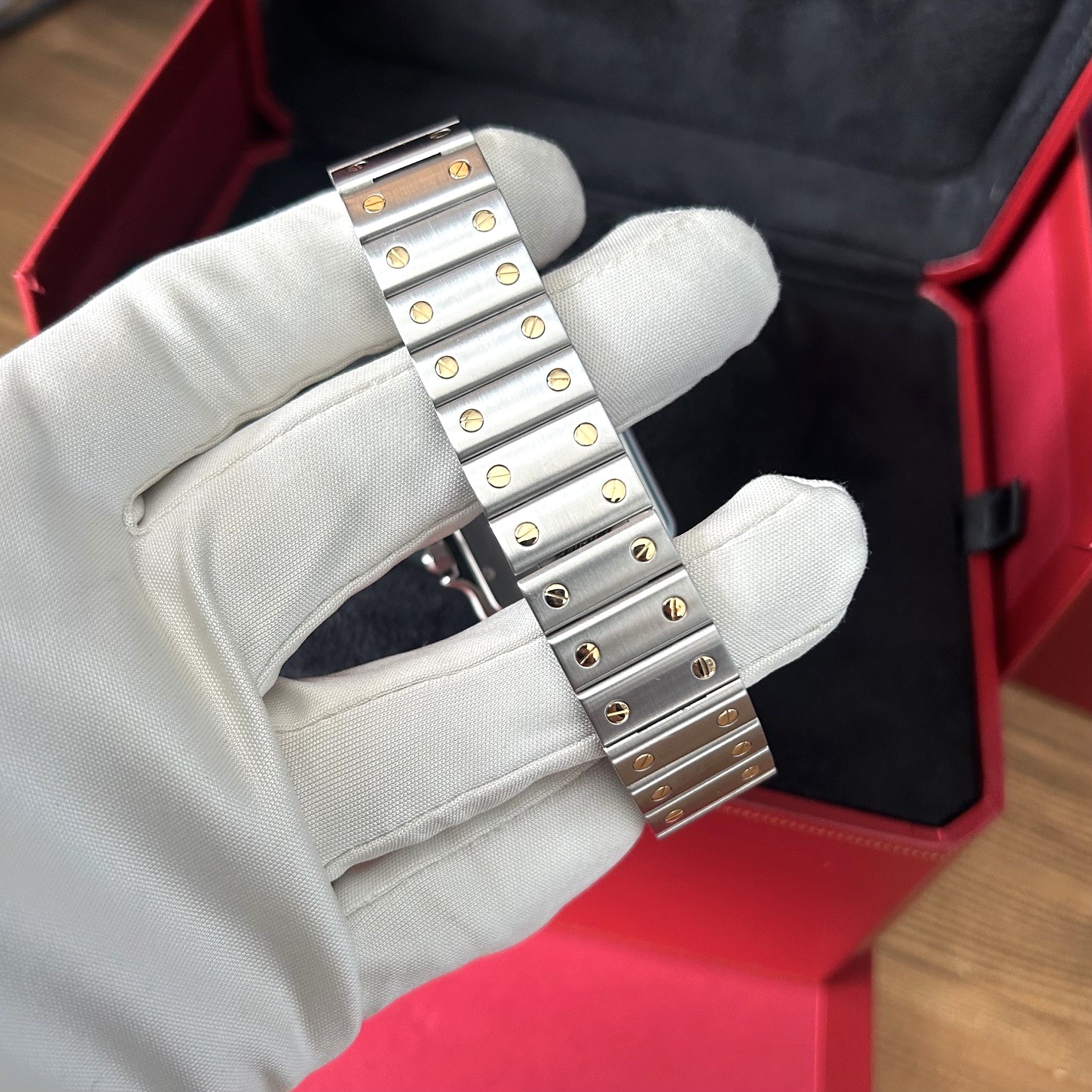 1990’s Cartier Santos Galbée 29mm Steel and 18ct Gold, White Roman Dial, Ref 1566 - Image 6